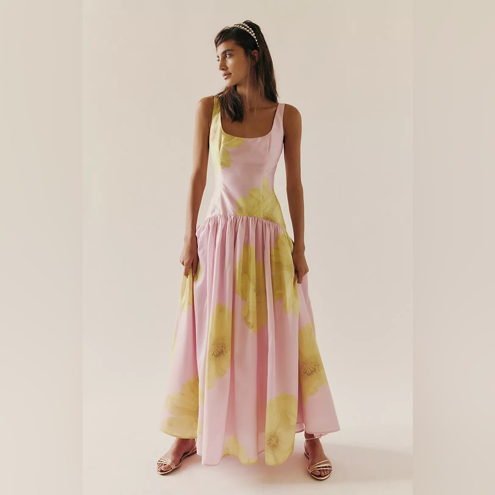 Hutch Pink and Yellow Floral Midi Dress